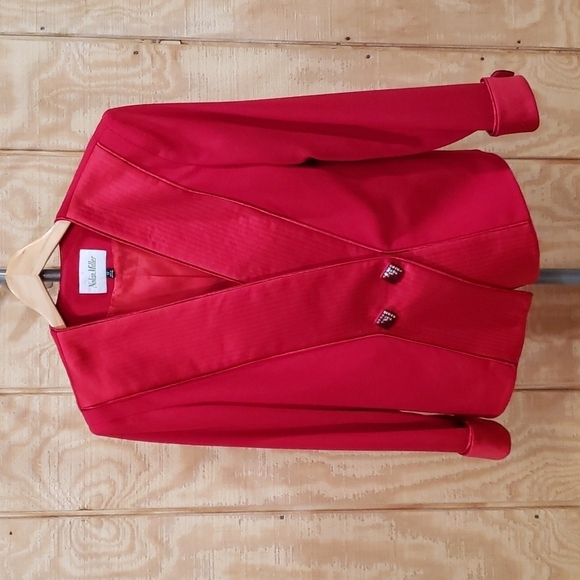 Nolan Miller Jackets & Blazers - Nolan Miller Designer Red Bead Embellished Blazer Jacket Size 12